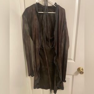Women's Brown Tie-Dye Lightweight Open Cardigan
